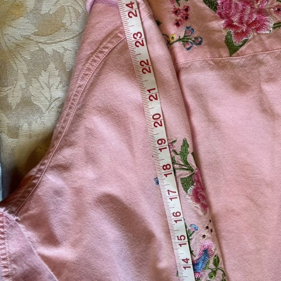 QUACKER FACTORY LS Pink Embroidered Shirt,SM Ladies, Garden Grandmacore Cottage - Picture 8 of 11